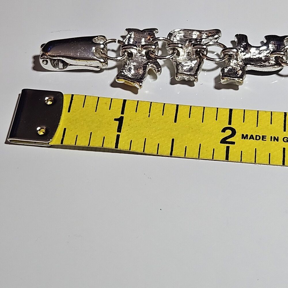 *Sale*Cat Bracelet Chain Link Magnetic Clasp Kitty Cat Kitten Calico Silver 7.5" - Picture 12 of 16